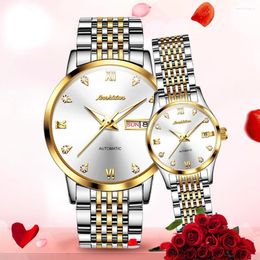 Wristwatches TAXAU Brand Couple Mechanical Watches 50M Waterproof Luminous Automatic Calendar Top Luxury Wristwatch Gift Set Relojes Hombres