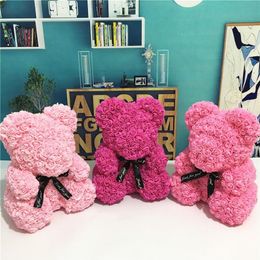 PE Plastic Artificial Flowers Rose Bear Foam Rose Flower Teddy Bear Valentines Day Gift Birthday Party Spring Decoration rose217M