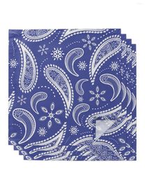 Table Napkin 4pcs Paisley Pattern Tiled Blue Square 50cm Party Wedding Decoration Cloth Kitchen Dinner Serving Napkins