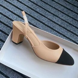 slingback heels shoes woman designer sandles ballet flats slingbacks pumps real leather cap toe beige black block heel chunky loafers womens ballerina pump shoe