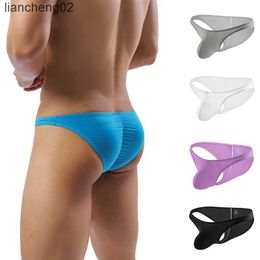 Underpants Men's Breathable Ice Silk Underwear Thin Sexy Low Waist Tight Seamless Briefs Ultra-thin Underpants W0412