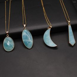 Pendant Necklaces Natural Semi Precious Stone Amazonite Irregular Necklace With Chain For Women Charm Jewelry Gift