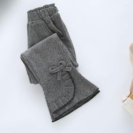 Jeans Fashion Sping Autumn Kids Trousers Corduroy Bow-knot Flared Solid Girls Pants Children Clothing Girl Warm