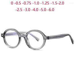 Sunglasses Women Men Anti Blue Rays Round Prescription Glasses For The Nearsighted Rivet Frame Student Myopes Lunettes 0 -0.5 -0.75 To -6.0