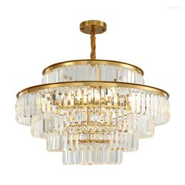 Chandeliers Modern LED Luxury Round Golden Crystal Chandelier For Living Room Bedroom Kitchen Dining Table Hanging Lamp Home Decor Lighting