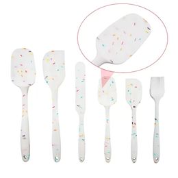 Cake Tools 6pcs/set Food Grade Silicone Non-Stick Butter Cooking Spatula Set Cookie Pastry Scraper Brush Cake Baking Mixing Tool Kitchen Tools