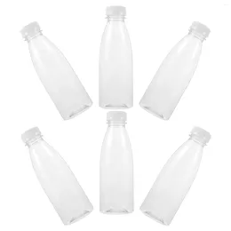 Water Bottles 6 PCS Juice PET Storage Cover Bottlr Favour Jars Empty