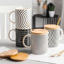 Mugs Creative Stripes Breakfast By Lovers Coffee Mug Office Ceramics Home Drinking Cup Business And Travel Coffe Cups Drinkware