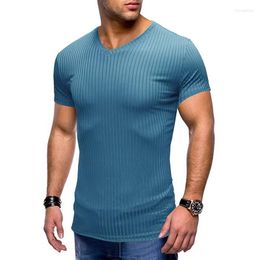 Men's T Shirts Men Gym T-shirt O-Neck Short Sleeve Knitted Tshirt Sports Slim Fit Tee Shirt Male Fitness Bodybuilding Workout Summer