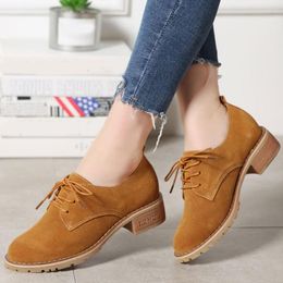 Dress Shoes Women's Great Quality Spring Summer Square Heels Suede Leather 2023 Skidproof Retro Vintage Casual Pumps Comfy Walk