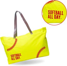 Oversize Baseball Mom Tote Bag Embroidery Baseball seams Prints Purse Utility Shoulder HandBag Cotton Canvas Sports Travel Stuff Beach Bags