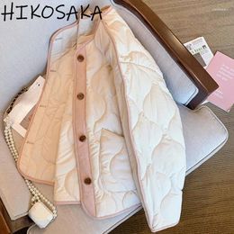 Women's Trench Coats O-neck Patchwork Argyle Quilted Parkas Korean Chic Long Sleeve Padded Jacket 2023 Fall Winter Single Breasted Casual