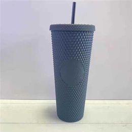 Water Bottle Starbucks Tumblers Black Bling Bright Cup Durian Straw Tumbler Plastic Cold Colorful Coffee Cups Creativity Birthday 2324