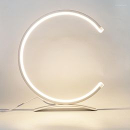 Table Lamps LED Reading Lamp Touch Dimming Modern Minimalist Study Desk Semicircular Aluminium Living Room Bedroom Bedside Night Light