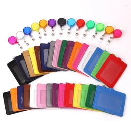 Card Holders 1PCS PU Leather Holder Wallet Women Men Work ID Badge Retractable Bus Bank Business Cover Bags Case