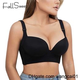 Bras FallSweet Plus Size Bras Women Hide Back Fat Underwear Shpaer Incorporated Full Back Coverage Deep Cup Sexy Push Up Bra Lingrie 412&3