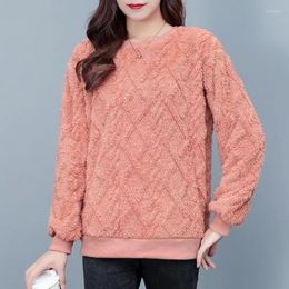 Women's Sweaters Autumn And Winter Jacquard Sweater Round Neck Reversible Coral Velvet Top