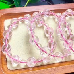 Strand Natural Rose Quartz Button Bead Bracelet Gemstone Crystal Healing Round Women Men Fine Jewellery Gift 12mm