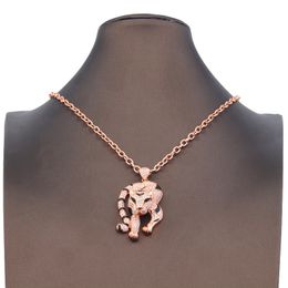 rose long gold silver diamond initial pendant necklace for women men kit set tiger Rock Luxury trendy Party Christmas Wedding couple Chain wholesale Jewellery Gifts