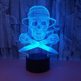 Lamps Shades Halloween Skull Led Night Light for Room Decor Gift Kids Children Colorful Touch 3D Table Bedside Lights 230411