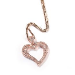 Pendant Necklaces Iced Out Heart Necklace Rose Gold Sier Plated Mens Hip Hop Jewellery Drop Delivery Pendants Dhgarden Otagl