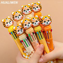 Cartoon Tiger 10-color Cute Ballpoint Pen Multi-color Color Refill Signature School Office Supplies Stationery