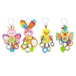 Rattles Mobiles born Baby Stroller Hanging Toy Cute Animal Doll Bed Plush Rattle Bell Activity Soft s Sleep Well Tool 230411
