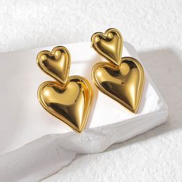 Fashion Heart Shape Stud Earring Jewellery Stainless Steel 18k Real Gold Plated couple Jewellery