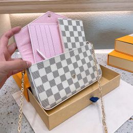 Akşam Çantalar Tasarımcı Kadın Debriyaj Crossbody Çanta Felicie Pochette M61276 Omuz Çantası Çanta Çantası Çanta 3 In1 Kadın Flep Bag Altın Zinciri