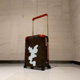 Спиннер коричневые чемоданы дорожный багаж мультфильм мужчины женщины горизонт 55 чемодан высшего качества багажник сумка акварель универсальные колеса вещевой чемодан на колесиках