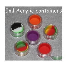 Storage Boxes Bins Clear Wax Dry Herb Jars Oil Sile Concentrate Container With Acrylic Shield Nonstick Goo Holder 5Ml Jar Glass Bo Dh7Ij