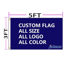 Banner Flags Johnin 3X5 Fts Custom Logo Flag Customise Print Any Colour With Grommets Oem Diy Digital Printing By Your Own Idea Drop Dhhnn
