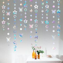 Party Decoration Baby Shower Supplies Wedding Favours Home Star Butterfly Garland Laser Flash Hanging Iridescent Banners