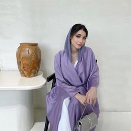 Ethnic Clothing Moroccan Eid Party Silk Satin Muslim Women Bat Sleeve Open Abaya Cardigan Maxi Dress Turkey Kimono Arab Kaftan Dubai Robe