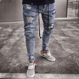 Men's Jeans Skinny Ripped Jeans For Men Male Blue Motorcycle Jeans Denim Pants Fashion Brand Hole Biker Jeans Plus Size S-3XL 231113