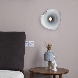 Wall Lamp Kobuc Indoor Glass Light Nordic Design Amber Grey Irregular Round For Bedroom Kitchen Modern Bedside Iron Sconces