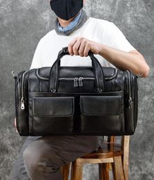 Duffel Bags Fashion Men's Genuine Leather Travel Bag Luxury Soft Cowhide Duffle Laptop Shoulder Handbags For Travelling