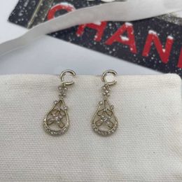 Luxury quality charm drop earring with diamond and hollow design in 18k gold plated have stamp box nature shell beads PS4849A