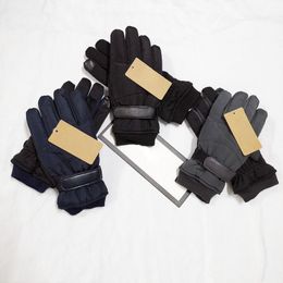 Suede Fingertip Gloves Designer Gloves Mens Gloves Five Fingers Warm Gloves Outdoor Waterproof Gloves for Men 3 Colours