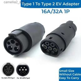 Electric Vehicle Accessories Type1 to Type2 EV Charger Adapter Socket 16A/32A J1772 IEC 62196 EVSE Charging Converter Connector Plug Q231114