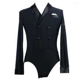 Stage Wear Customised Men Performance Latin Dance Dress Lat Bodysuit Long Sleeves Tops Clothing Vestido Danca Adulto DWY445