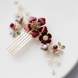 Hair Clips Wedding Accessories Handmade Comb Pin Clip Flower Leaf Hairpins For Brides Women Gold Colour Head Pieces Bridal Jewellery