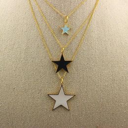 Pendant Necklaces 19inch 10str/lot Enamel Multicolor Star Texture Necklace Gold Colour Chain Clavicle For Women Jewellery