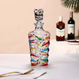 Bar Tools Italy Retro Style Colour Glacier Whisky Decanter Hand Painted Crystal Glass Ice Crack Liquor brandy Whiskey Wine Grade 231113