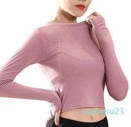 Yoga Outfits Sexy Top Female T-Shirt Exposed Navel Sports Long-Sleeved Shirt Clothes Workout Sport Tank Tops Women Colors