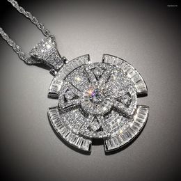 Pendant Necklaces Spinner Cross Necklace 2 Colours Arrival Zircon Mens Fashion Rap Hip Hop Jewellery