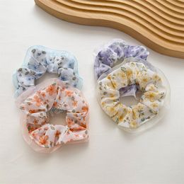 Spring and Summer Woman Sweet Floral Printing Fabric Elastic Hair Bands Girls Scrunchies Lady Hair Ties Ponytail Holder Ornament