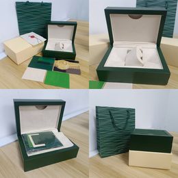 Scatola per orologi rolex verde Scatole per orologi da uomo di lusso Custodia per orologio da donna interna ed esterna originale Orologio rolej da uomo Custodia verde Brochure Accessori per carte Borsa con certificato