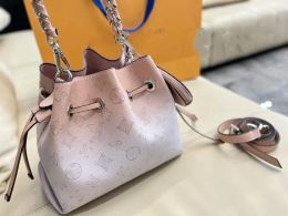 MT Tote Purse Bucket Bag Leather perforated Pattern Handle Handbag Women's Fashion Retro Angled Shoulder Bag Female Shopper Backpack