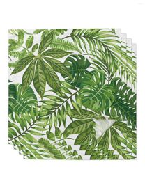 Table Napkin 4pcs Leaves Tropical Green Square Napkins 50cm Party Wedding Decoration Cloth Kitchen Dinner Serving